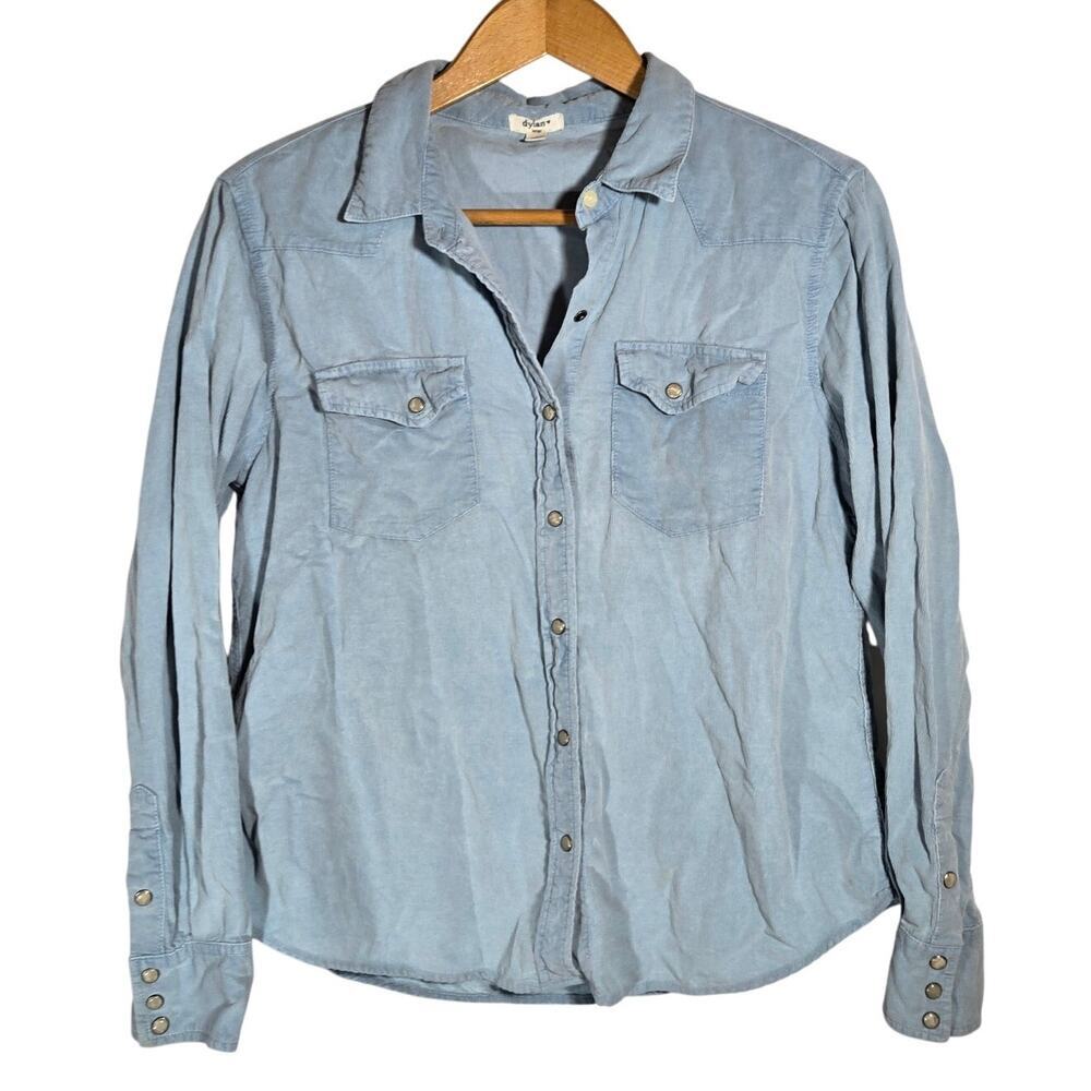 Sundance‎ Dylan Micro Corduroy Snap Shacket Sleeve Button Down Western Ranch L